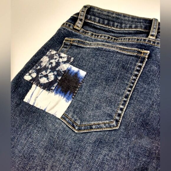 Tommy Bahama Boho Patchwork Vintage Boyfriend Slim Denim Jeans Pants Sz 26 - Picture 14 of 16